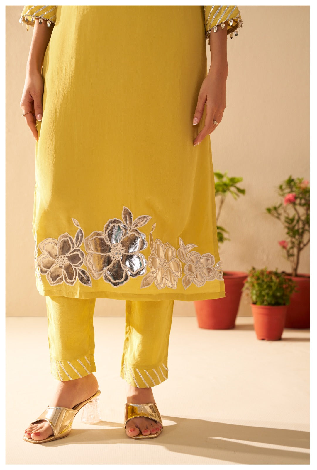 Yellow Cryslal Crape dress