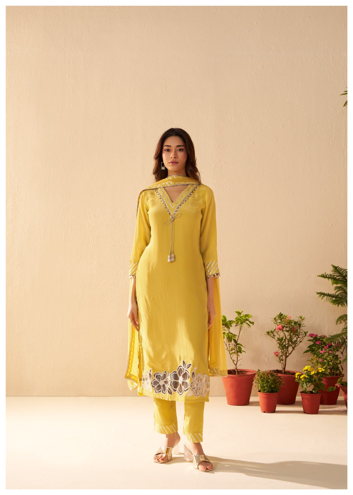 Yellow Cryslal Crape dress