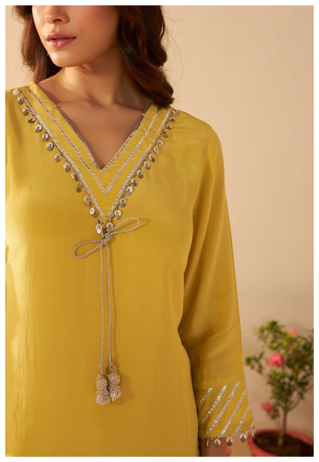 Yellow Cryslal Crape dress
