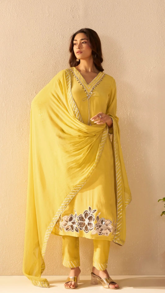 Yellow Cryslal Crape dress