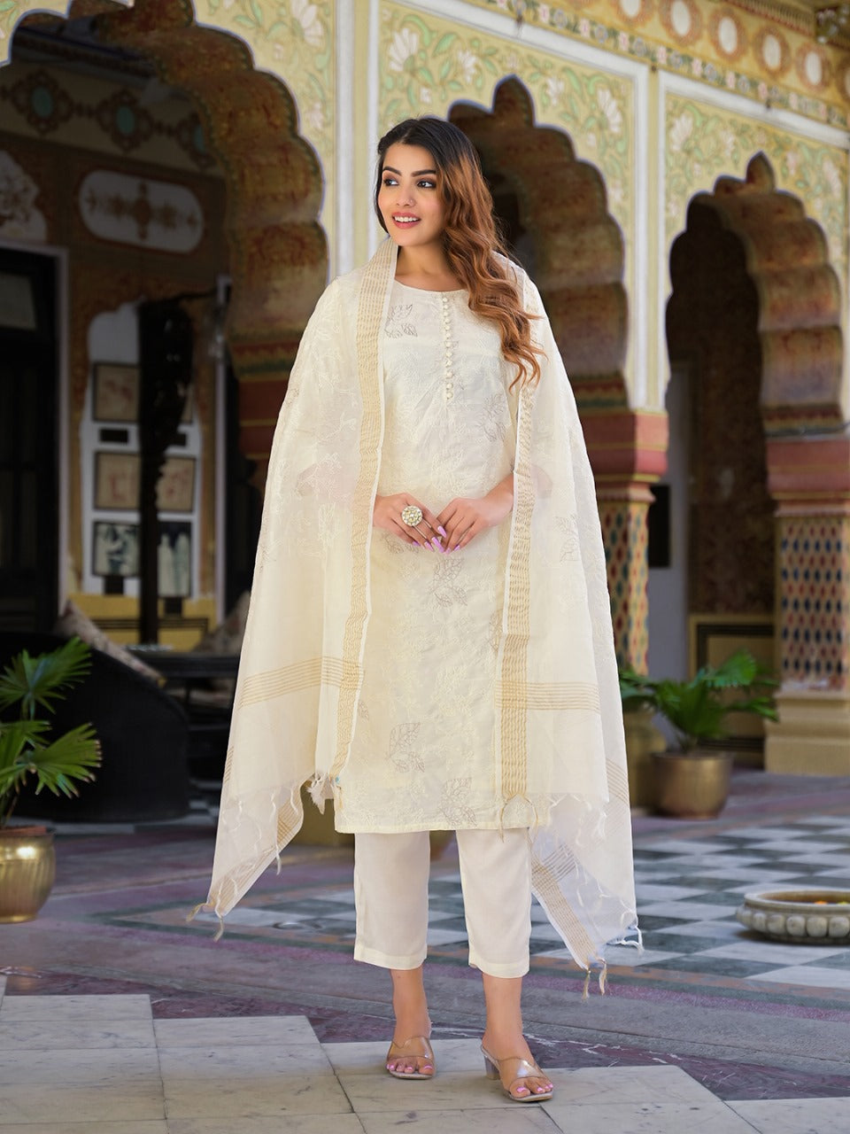 Pearl Blossom white suit set