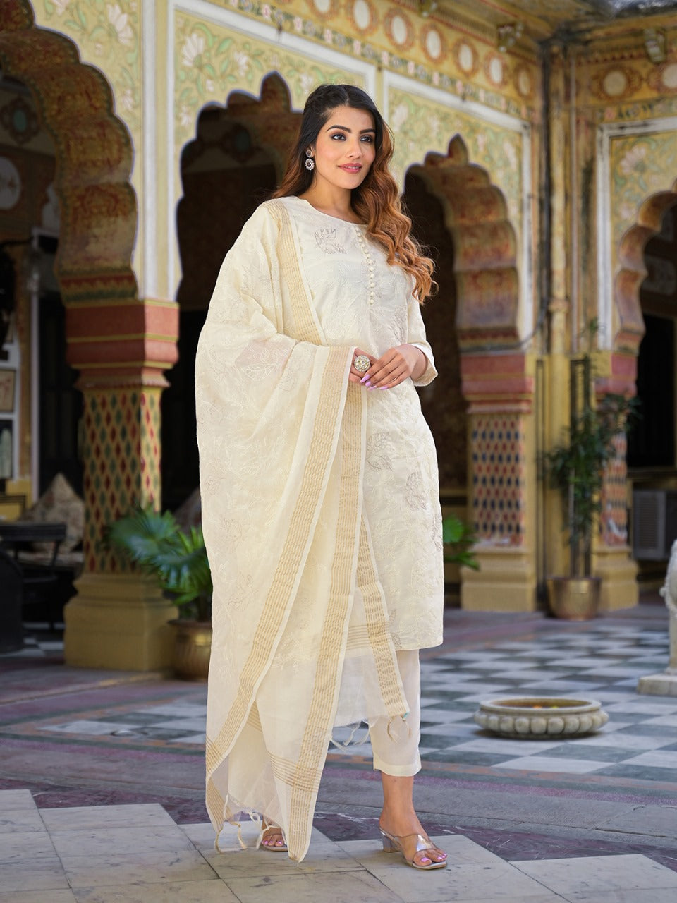 Pearl Blossom white suit set
