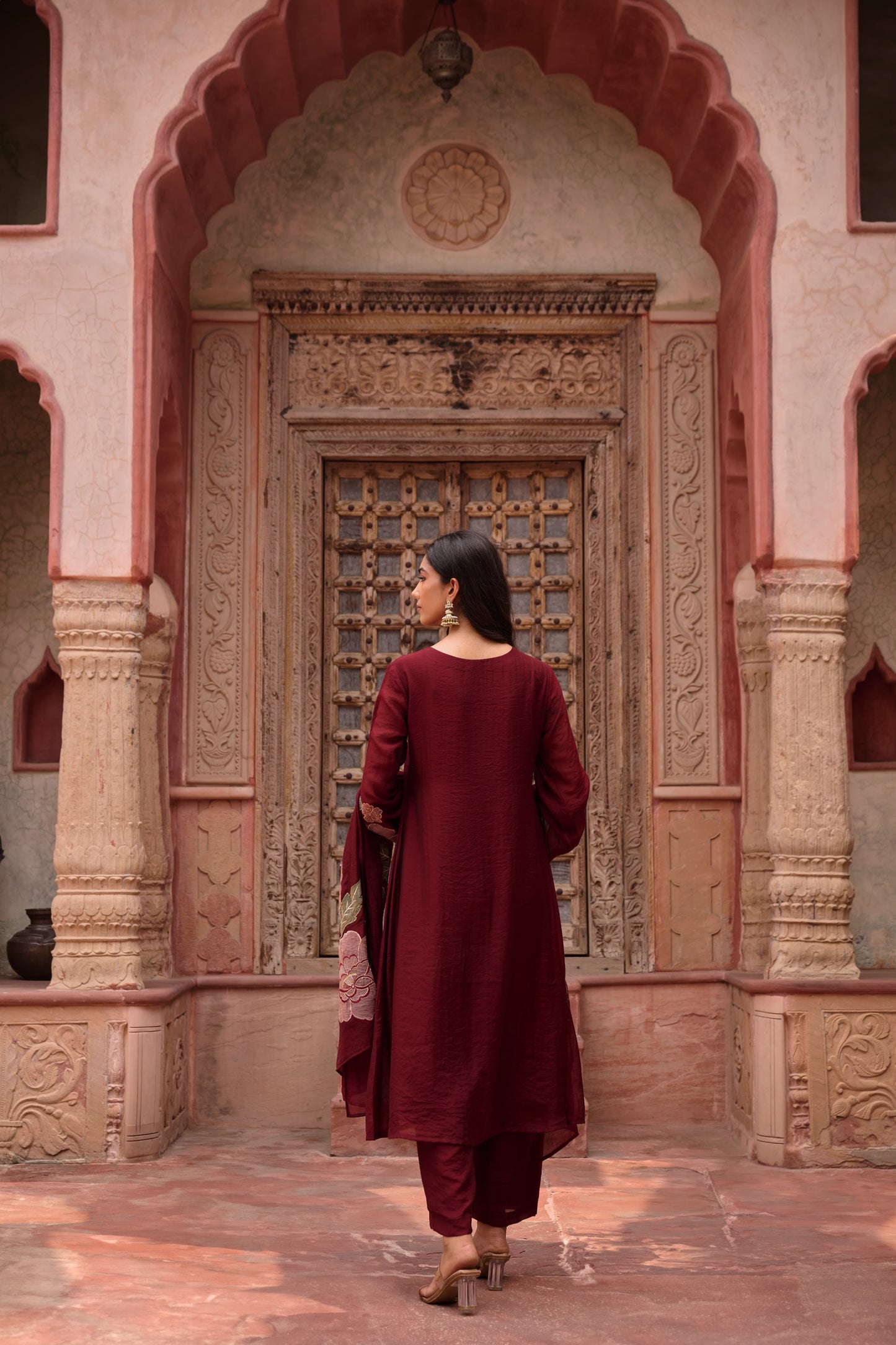 RUBY RED EMBRELED DRESS