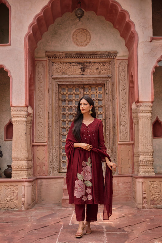 RUBY RED EMBRELED DRESS