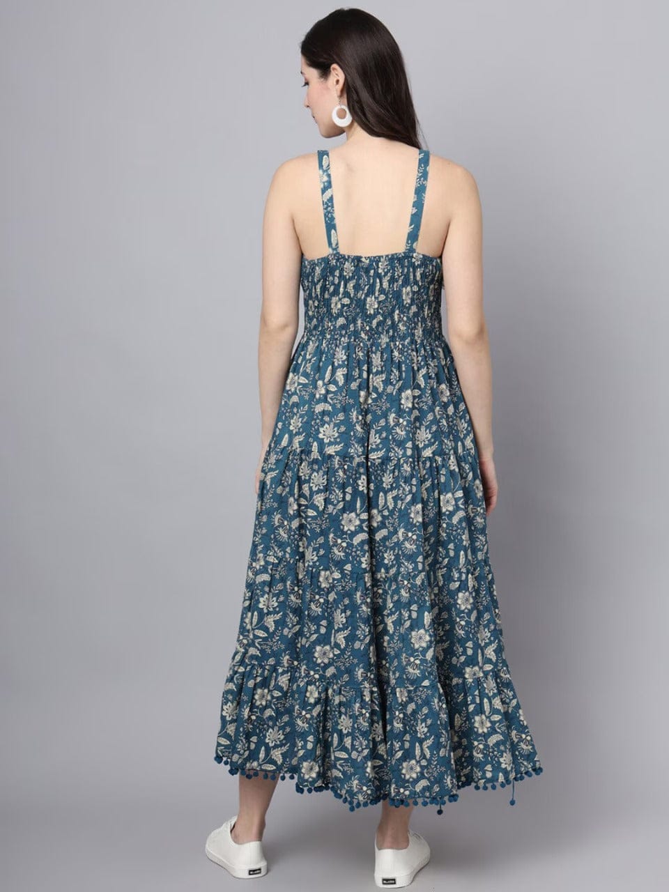 Ocean Bloom A-Line Midi Dress