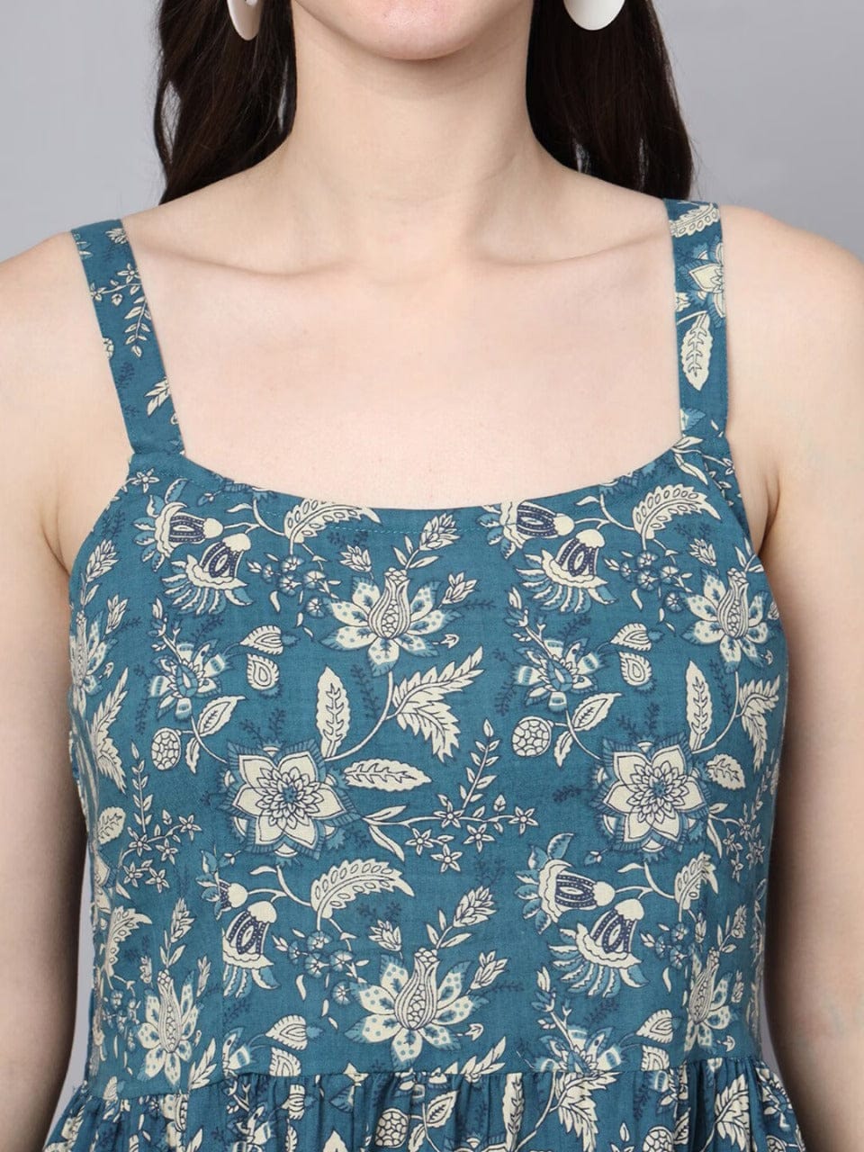 Ocean Bloom A-Line Midi Dress