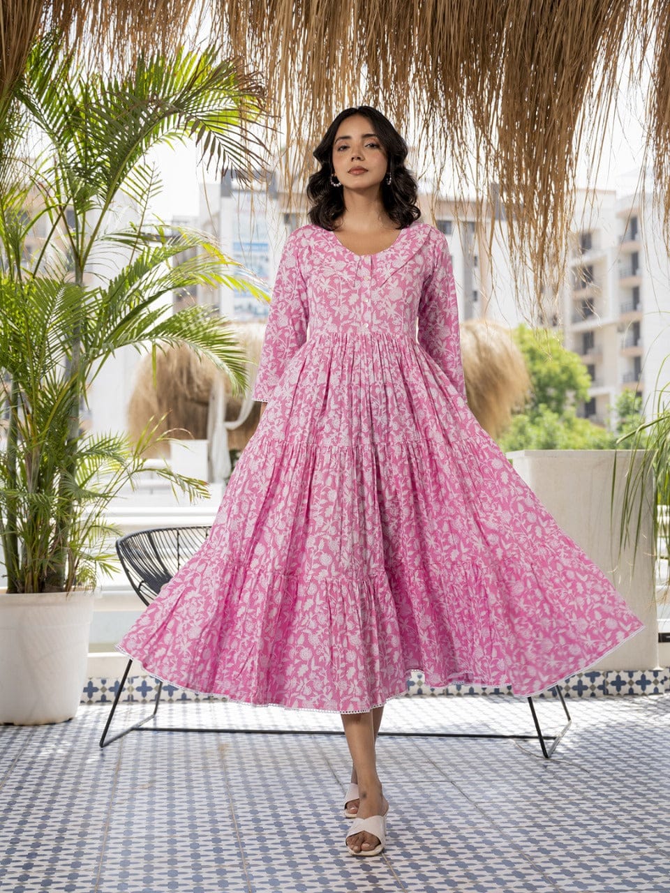 Blossom Elegance Cotton Midi Dress