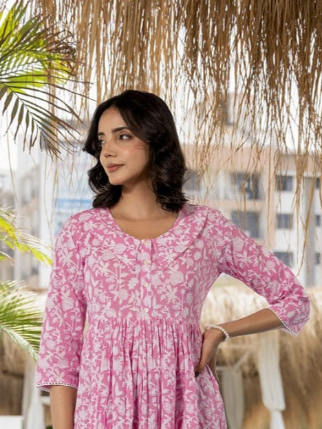 Blossom Elegance Cotton Midi Dress