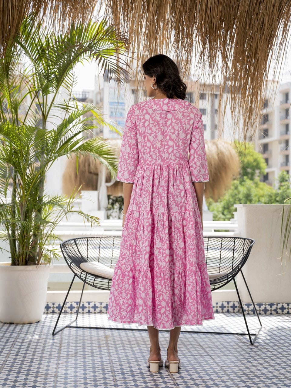 Blossom Elegance Cotton Midi Dress