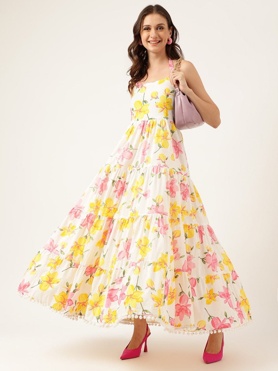 Sunshine Bloom Halter Maxi Dress