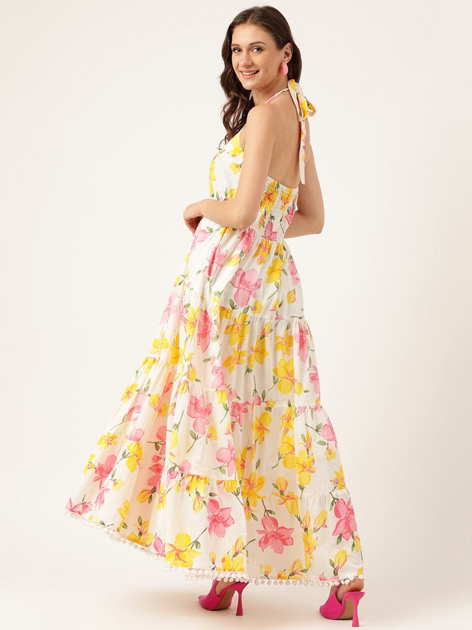 Sunshine Bloom Halter Maxi Dress