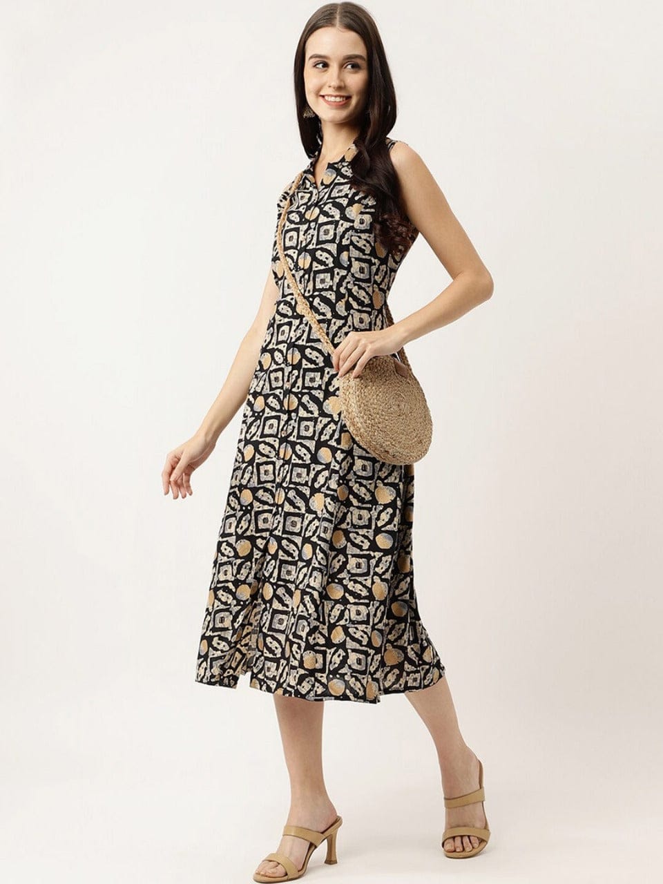 Urban Elegance Cotton Midi Dress