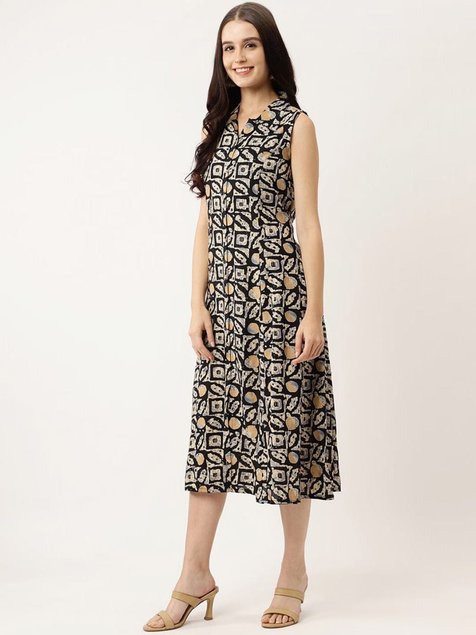 Urban Elegance Cotton Midi Dress