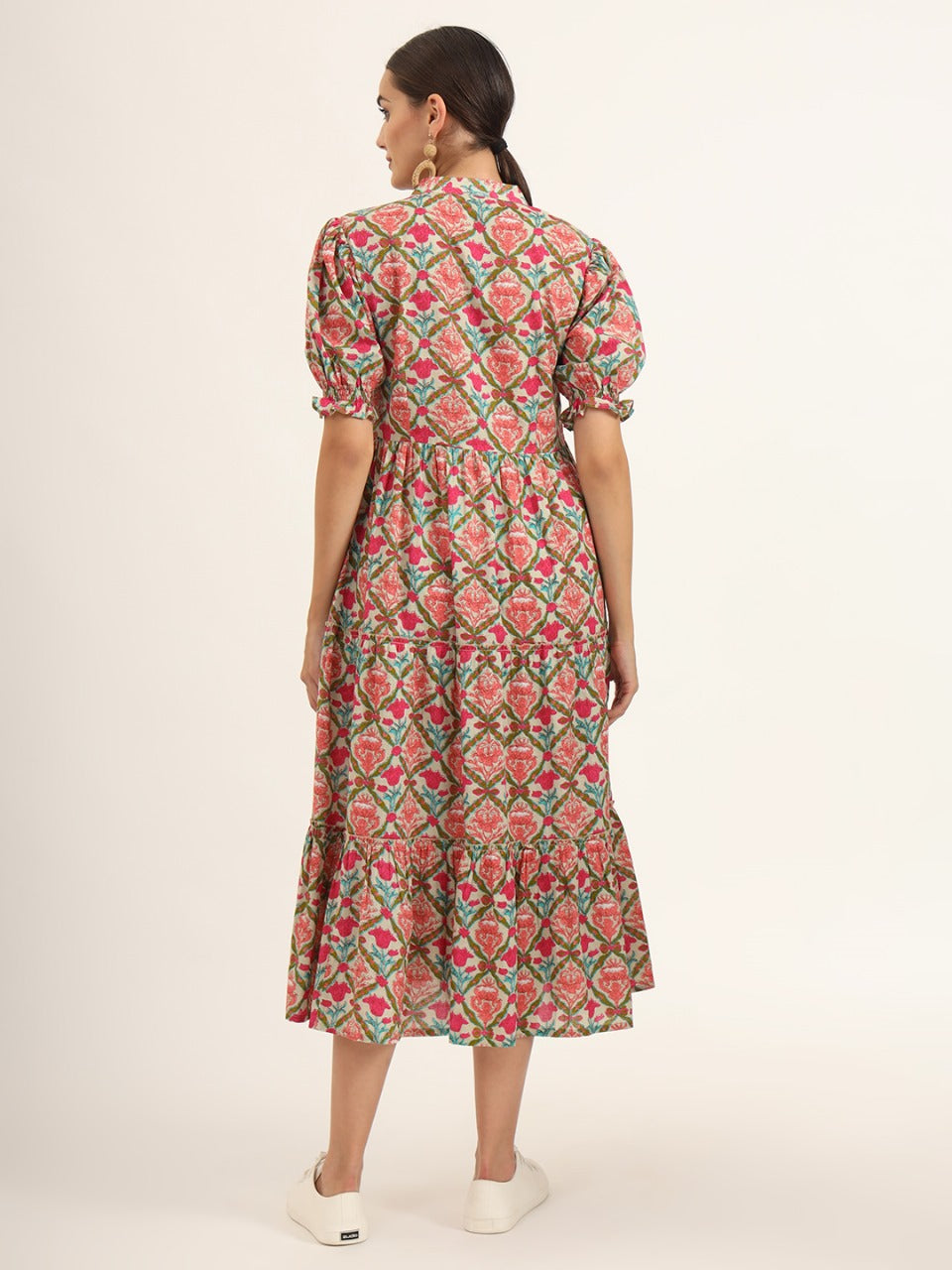 Vibrant Bloom Fit & Flare Midi Dress