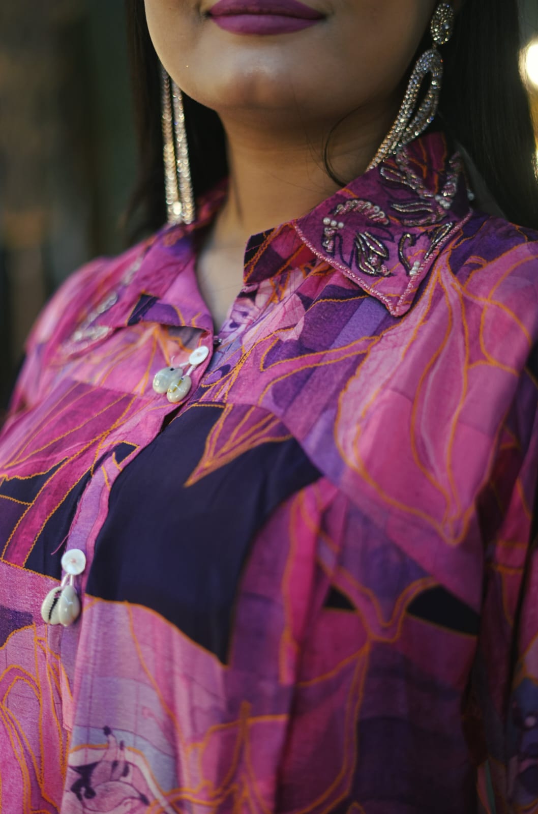 Royal Magenta Arri Work Crape Co-ord Set