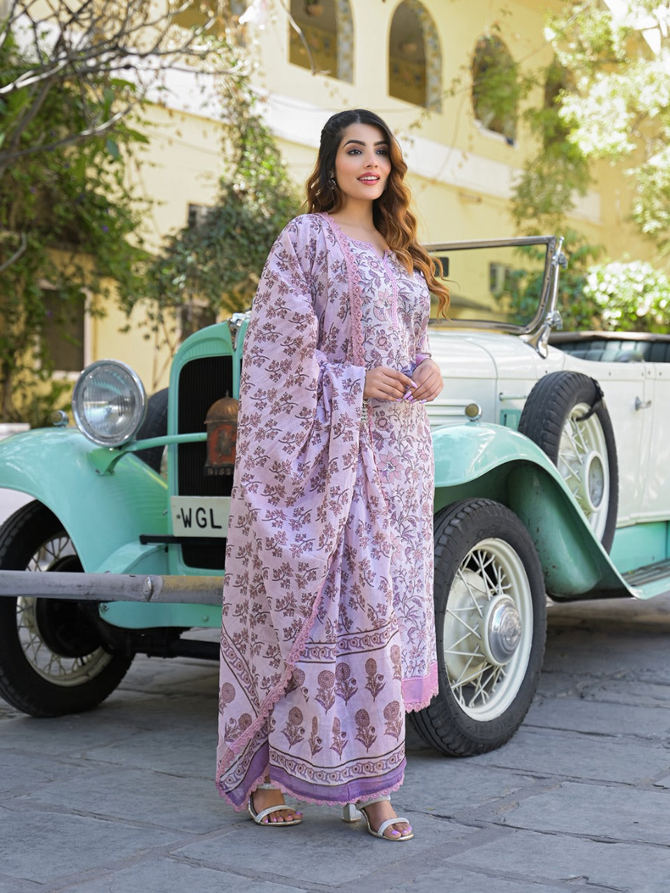 Lavender Bloom Cotton Suit Set