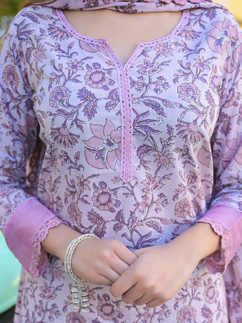 Lavender Bloom Cotton Suit Set