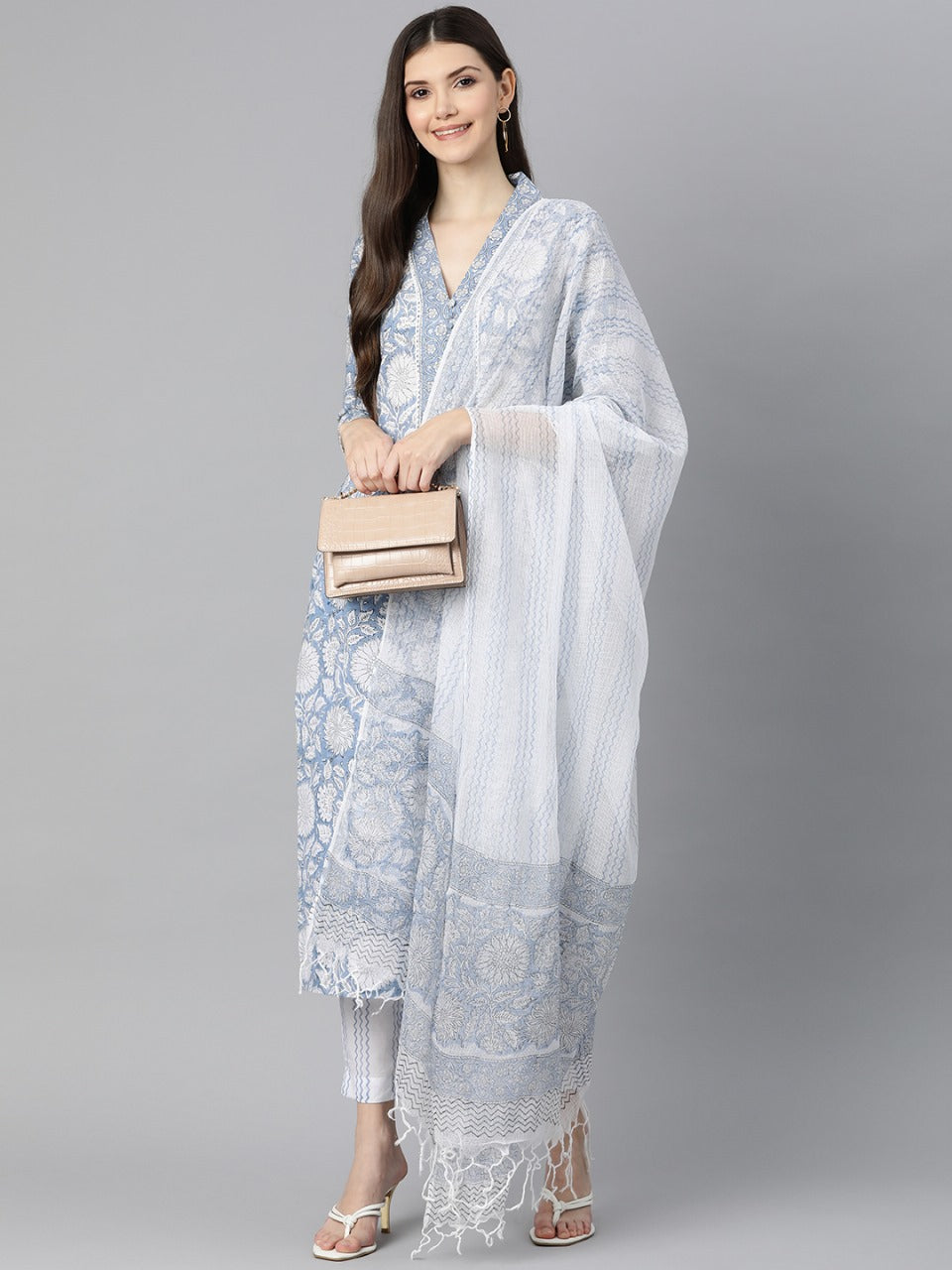 Off-White Blossom Cotton Suit Set