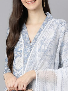 Off-White Blossom Cotton Suit Set