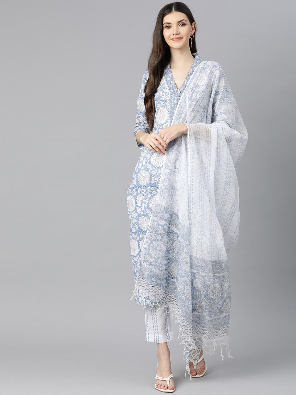 Off-White Blossom Cotton Suit Set