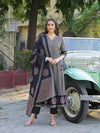 Graceful Grey Angrakha Anarkali Set