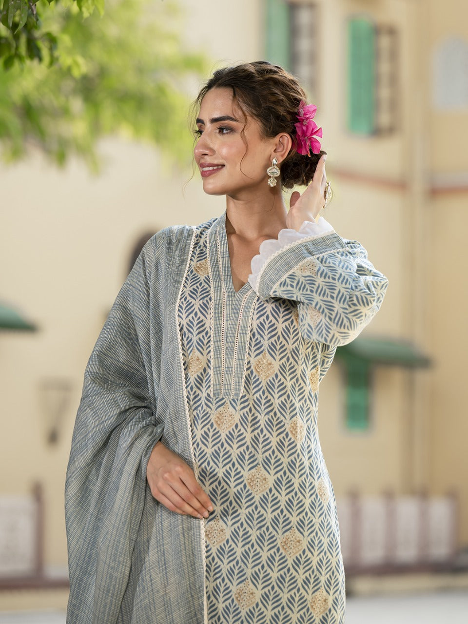Olive Mist Printed Kurta Set