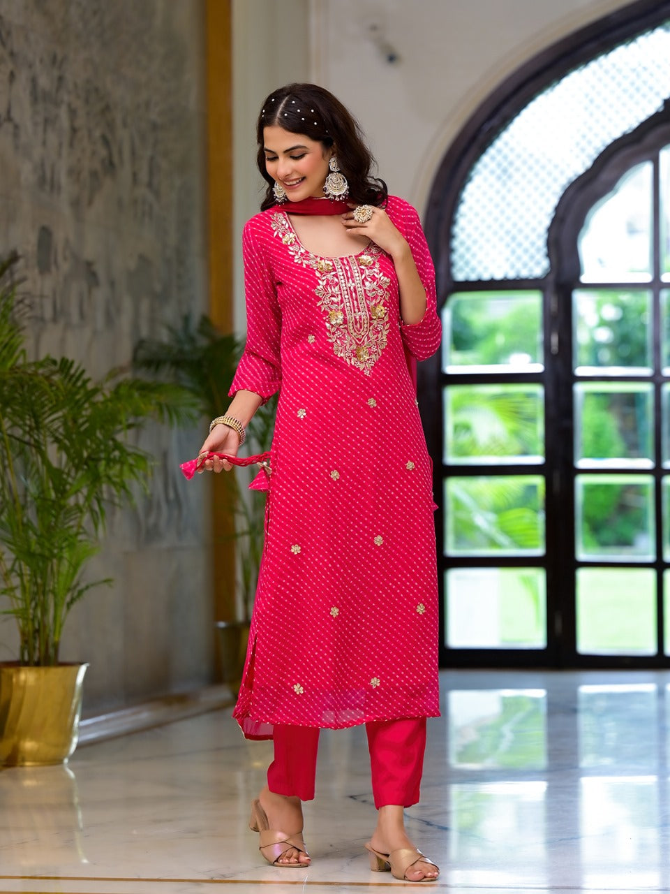 Regal Rani Pink Embroidered Kurta Set
