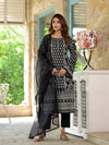 Monochrome Elegance Cotton Suit Set