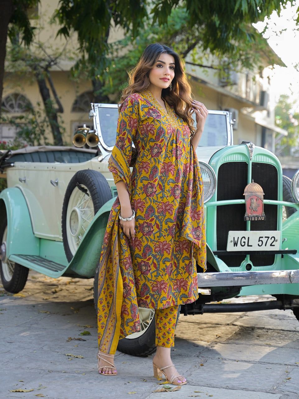 Sunshine Mustard Floral Kurta Set
