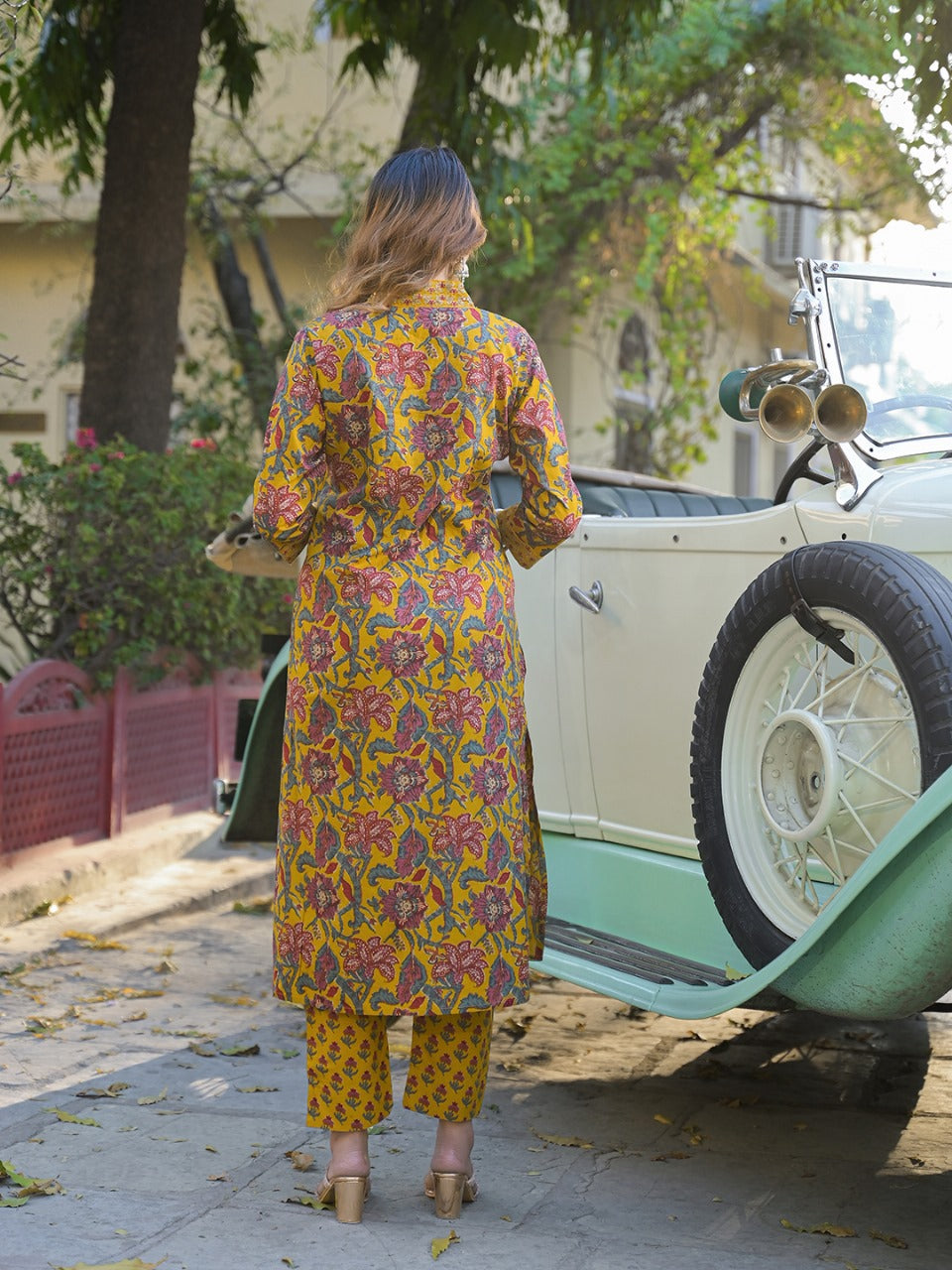 Sunshine Mustard Floral Kurta Set