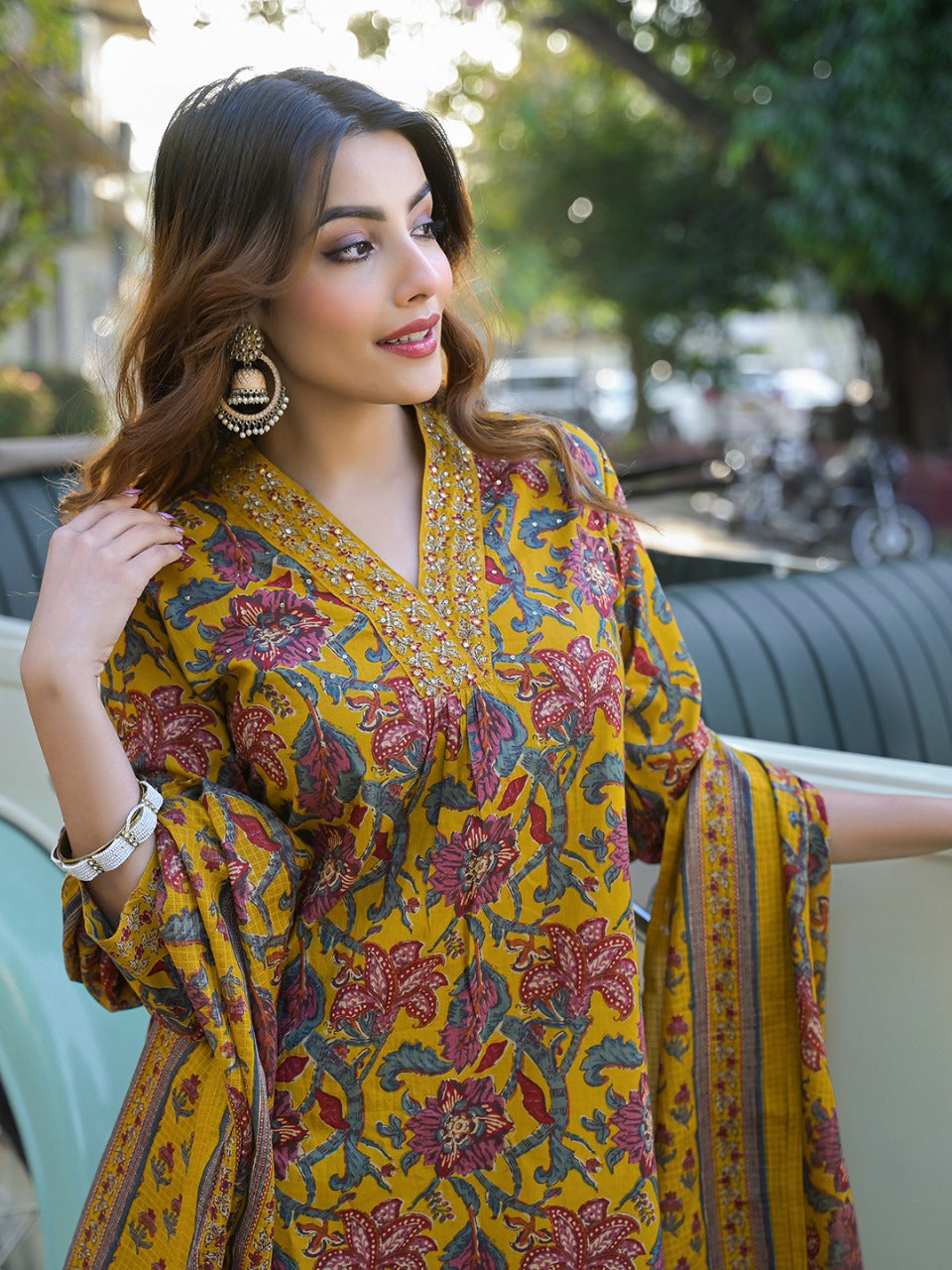 Sunshine Mustard Floral Kurta Set