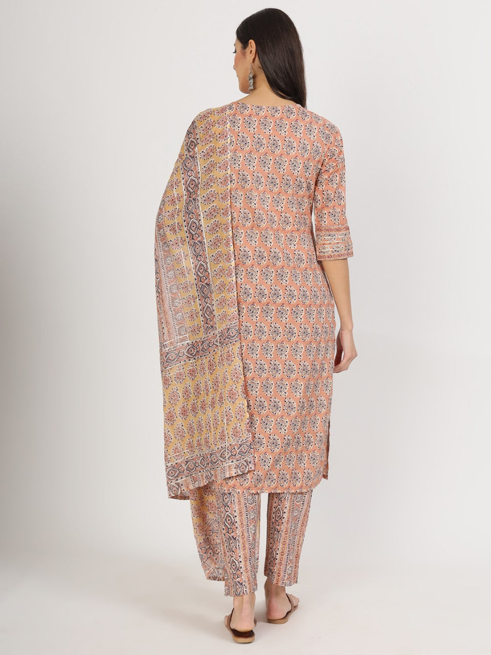 Peach Blossom Cotton Kurta Set