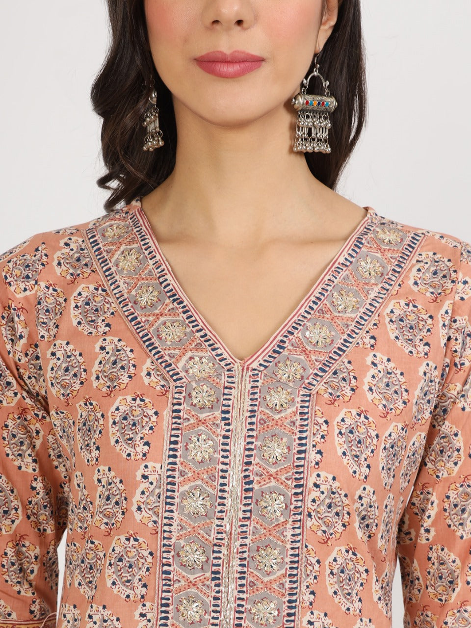 Peach Blossom Cotton Kurta Set