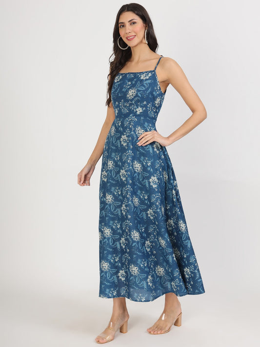 Indigo Charm Fit & Flare Dress