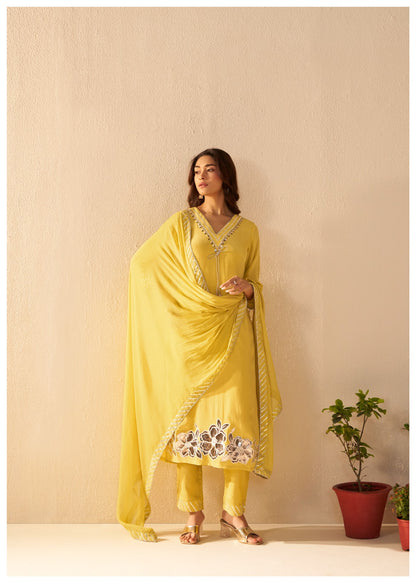 Yellow Cryslal Crape dress