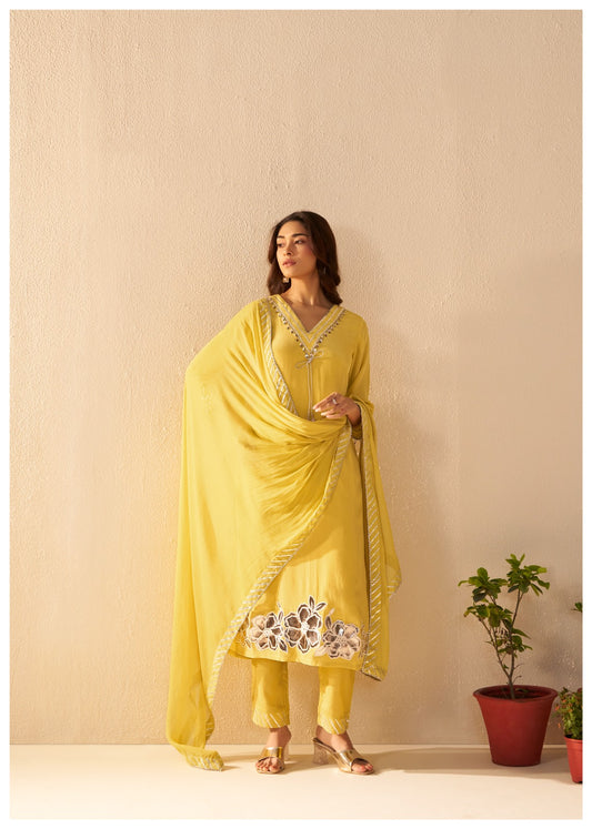 Yellow Cryslal Crape dress