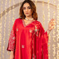 RUST ORANGE & HOT RED MUL CHANDERI CRYSTAL DRESS