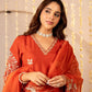 RUST ORANGE & HOT RED MUL CHANDERI CRYSTAL DRESS