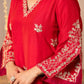 RUST ORANGE & HOT RED MUL CHANDERI CRYSTAL DRESS